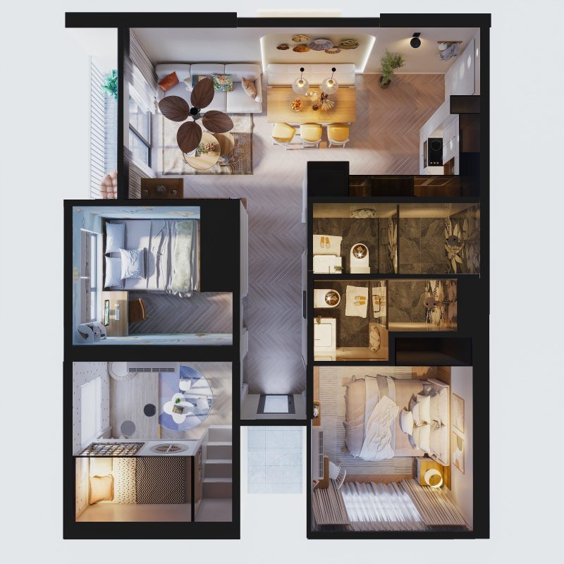 Thiết kế nhà chung cư đẹp 70m2 nội thất đơn giản CC06