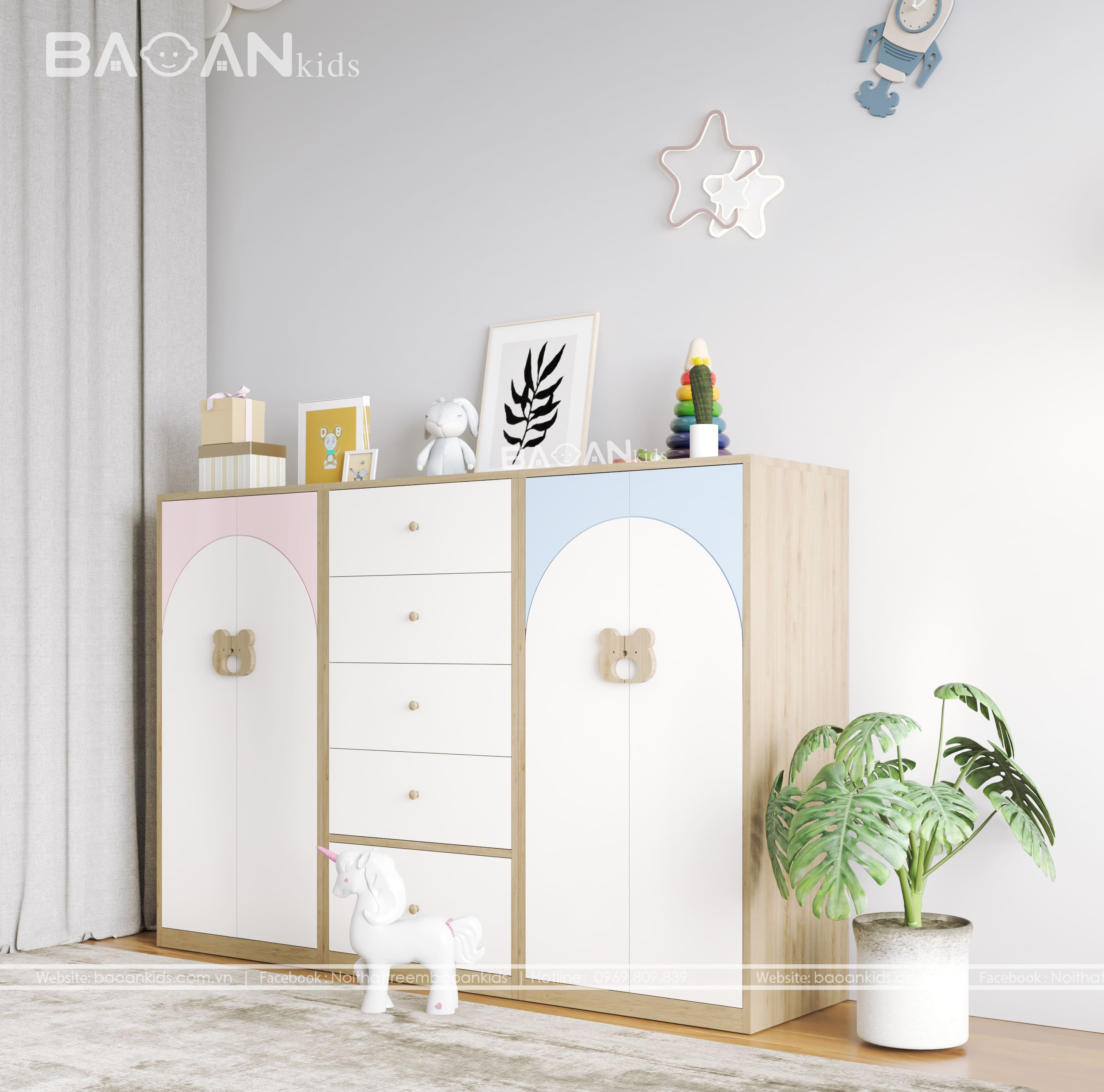 Tủ quần áo trẻ em bảo an kids 7.9.7-4