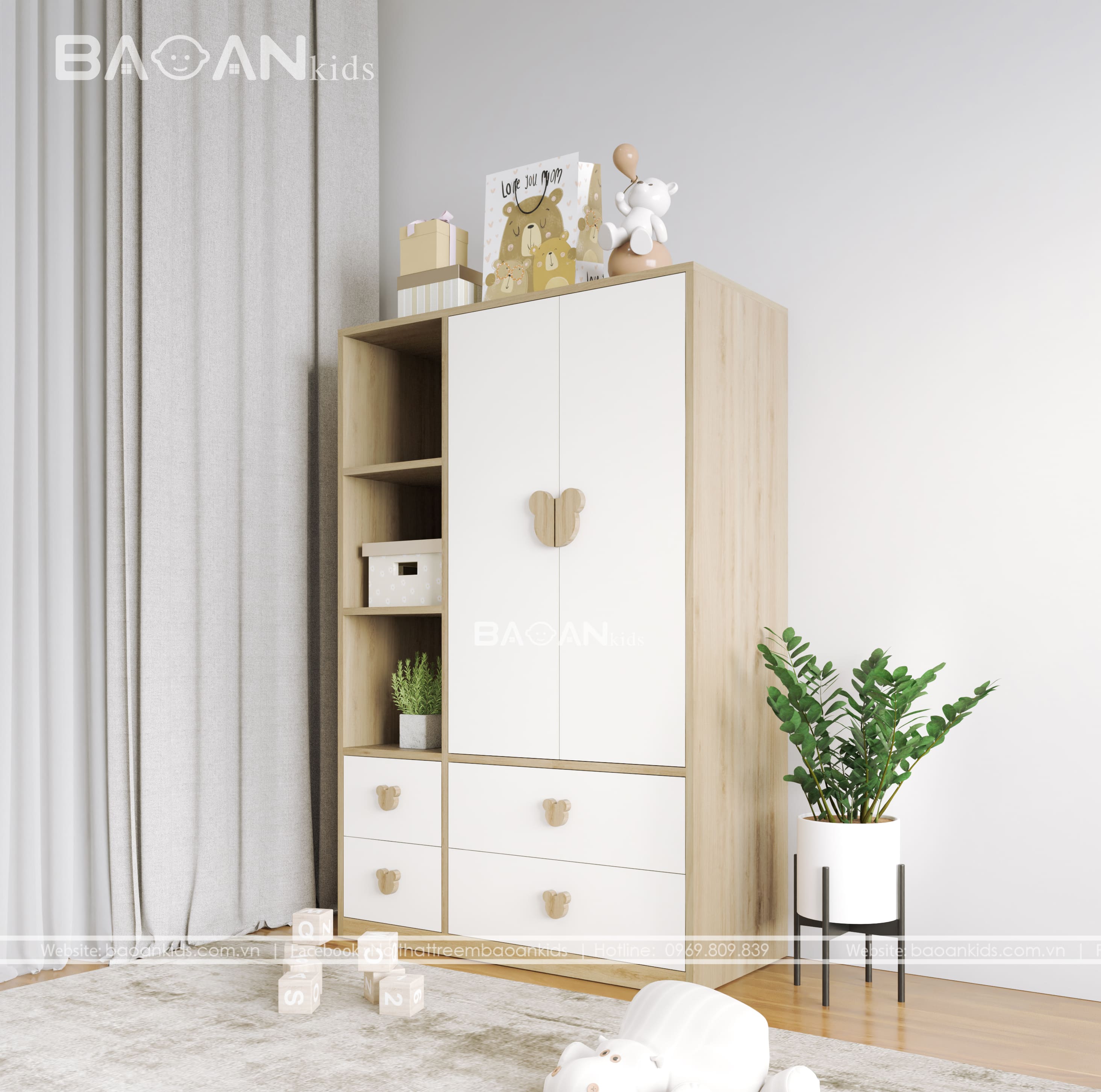 tủ quần áo trẻ em bảo an kids 3