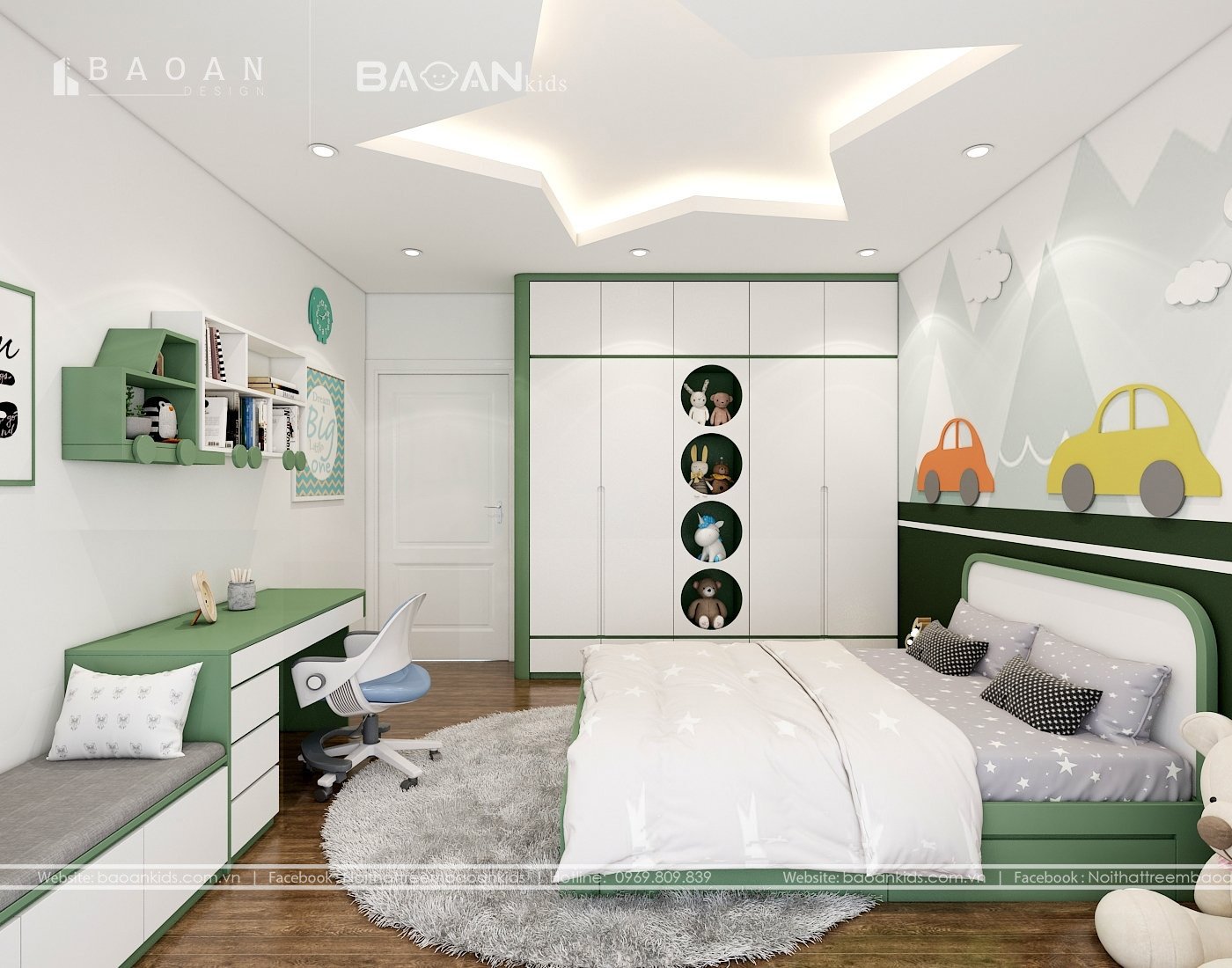 phòng ngủ màu xanh img13