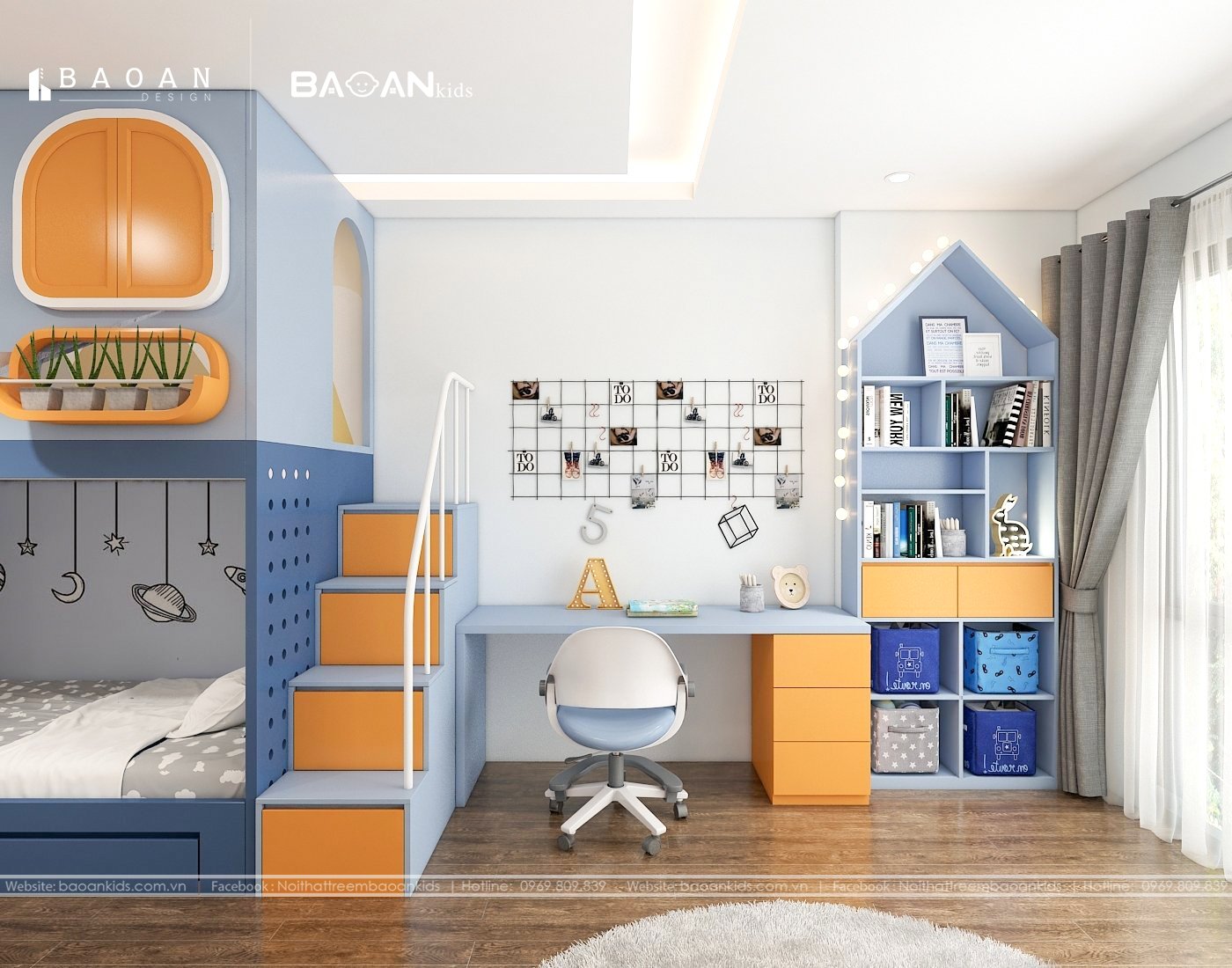 phòng ngủ màu xanh img18