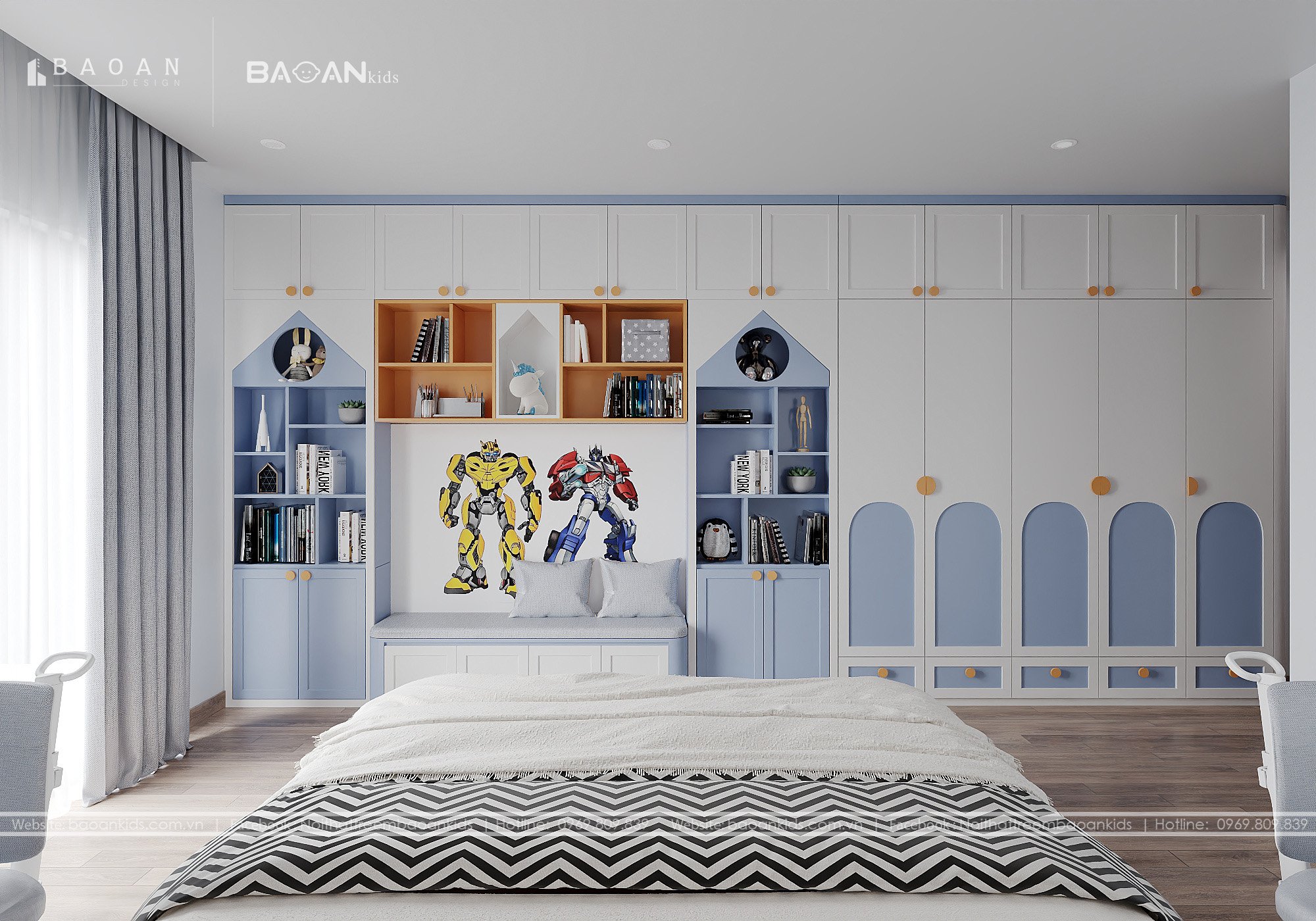 phòng ngủ màu xanh img28