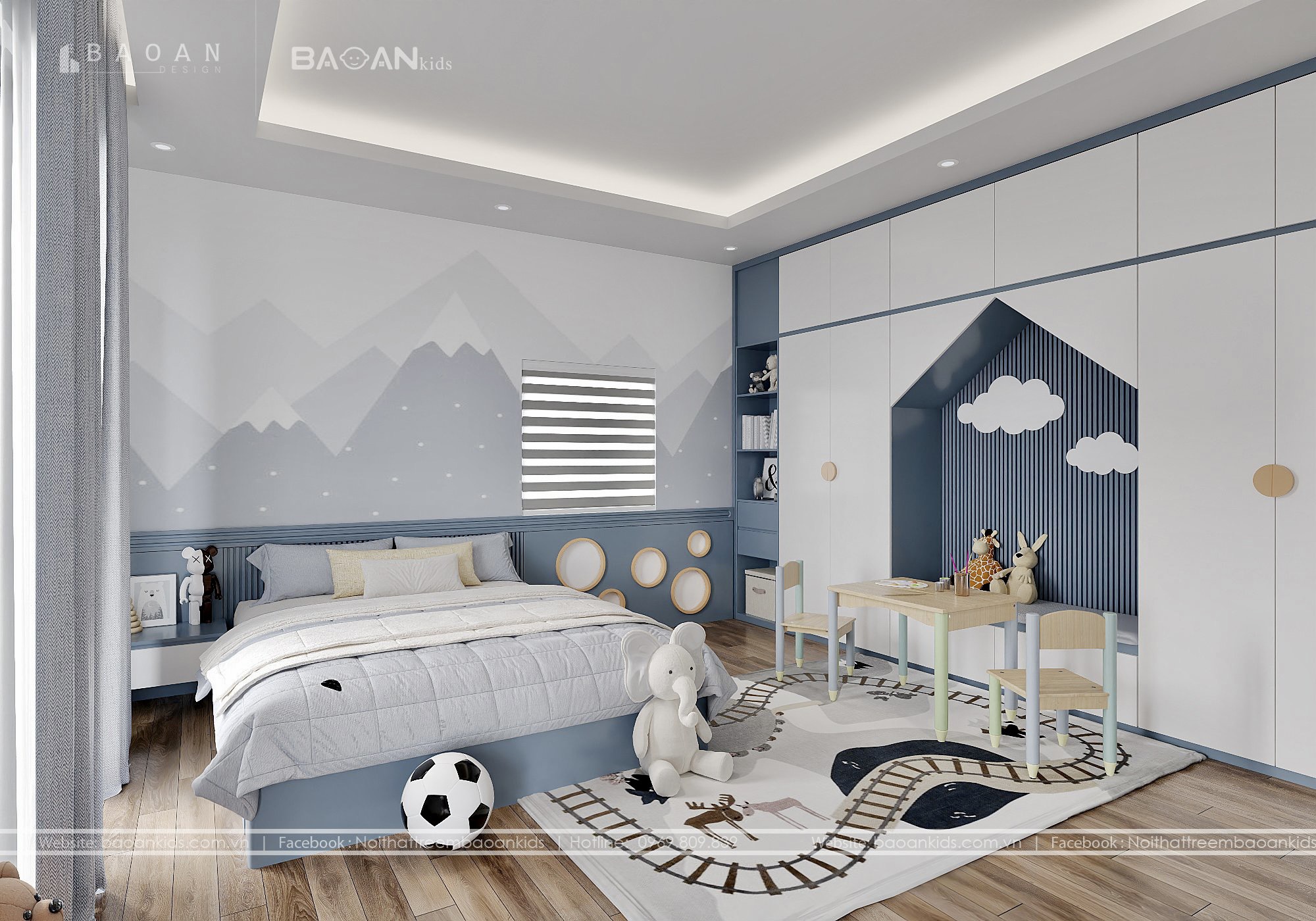 phòng ngủ màu xanh img3