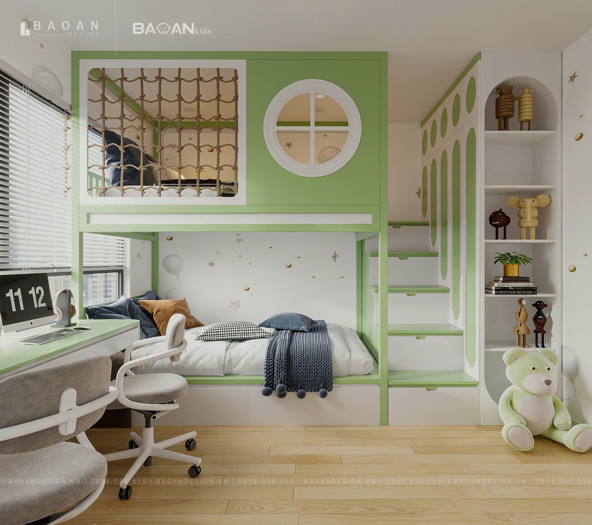 phòng ngủ màu xanh img37