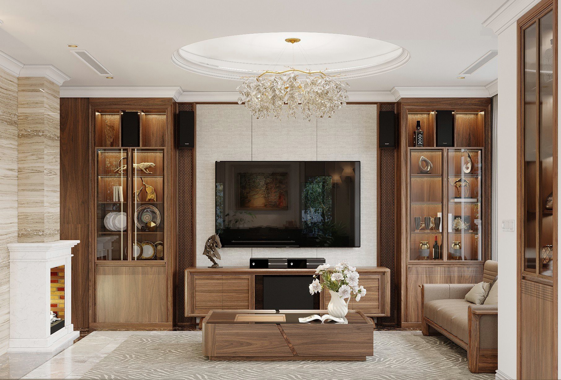 Tủ tivi cánh kính phòng khách img6