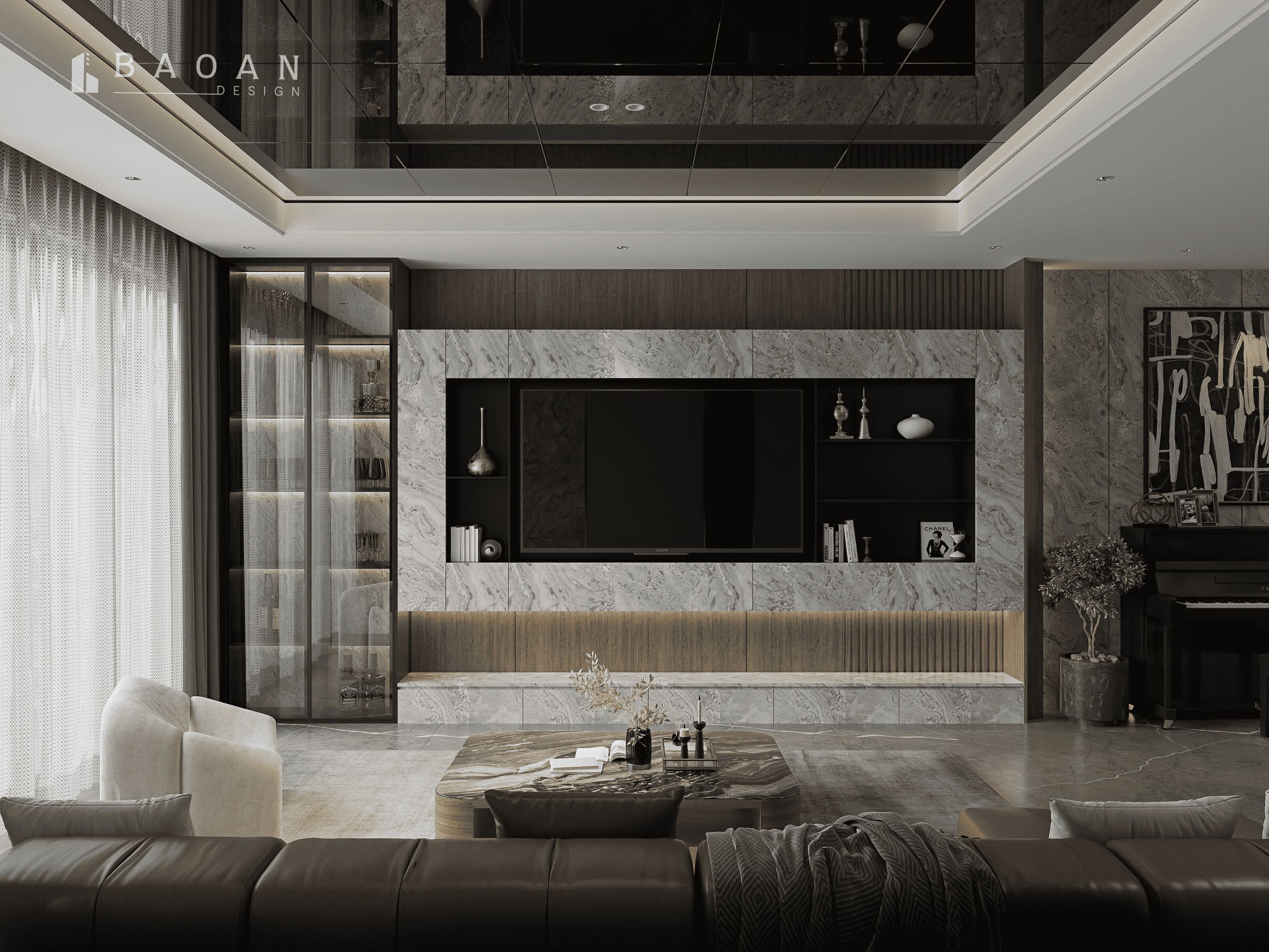 Tủ tivi cánh kính phòng khách img7