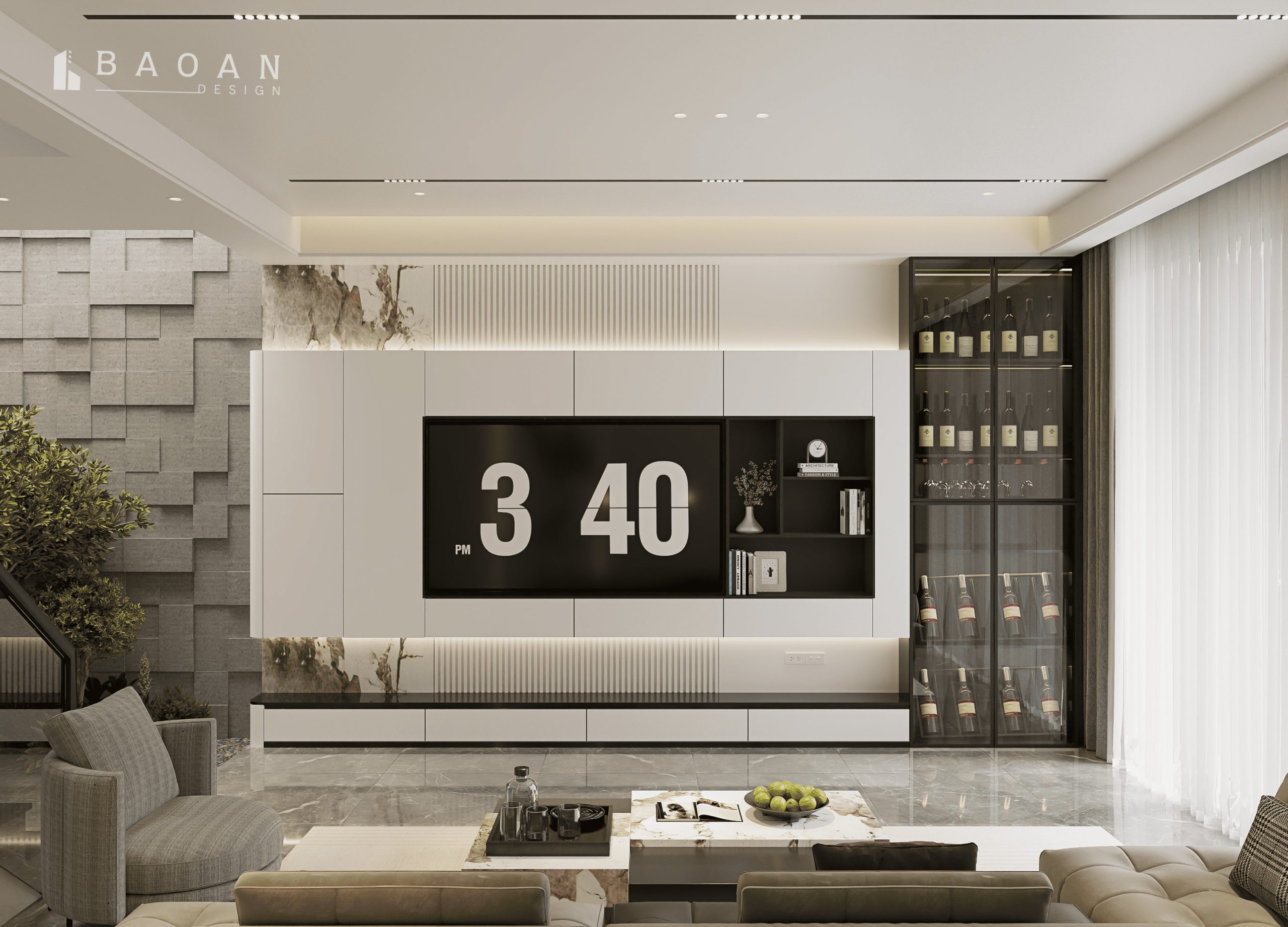 Tủ tivi cánh kính phòng khách